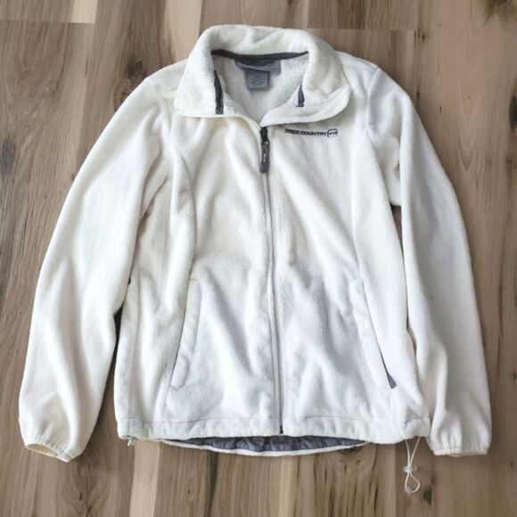 Fleece Cream Colored Full-zip Jacket Size Small - Picture 1 of 3